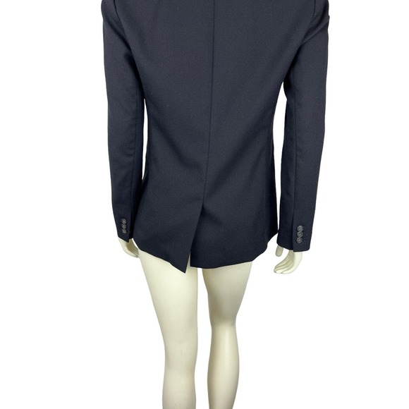 J. Crew Black Wool Flannel Parke Blazer Size 2 Womens Shawl Collar 1 Button - Picture 8 of 12